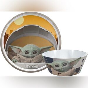 Star Wars Grogu Mandalorian Bowl and Plate Set NIB Zak Brands